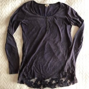 Navy blue lace long sleeve top size small